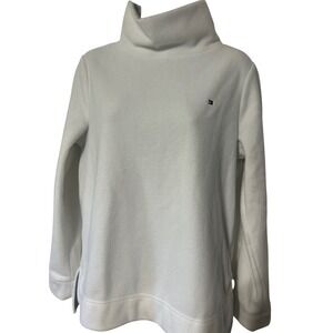 Tommy Hilfiger Women's Fleece Mock Neck‎ Pullover White Casual Top Size Medium M